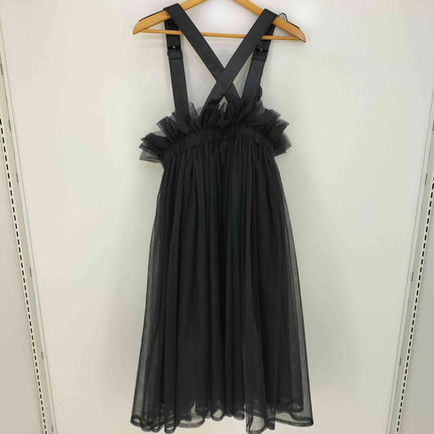 ノワールケイニノミヤ noir kei ninomiya 20SS フェイクレザー レース コンビ ギャザー ボリュームチュール ジャンパースカート レディース JPN:S