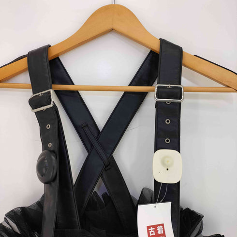 ノワールケイニノミヤ noir kei ninomiya 20SS フェイクレザー レース コンビ ギャザー ボリュームチュール ジャンパースカート レディース JPN:S