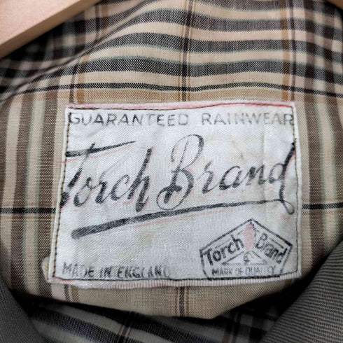 Torch Brand OLD MADE IN ENGLAND 英国製 裏地 チェック バルマカーン ステンカラー ロング コート 玉蟲 比翼 vintage ヴィンテージ メンズ