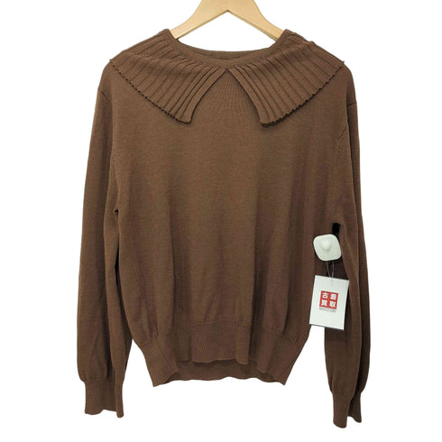 マーガレットハウエル MARGARET HOWELL EXTRA FINE MRINO WOOL ウール100 リブ フリル プルオーバー ニット レディース JPN:2
