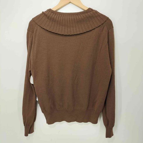 マーガレットハウエル MARGARET HOWELL EXTRA FINE MRINO WOOL ウール100 リブ フリル プルオーバー ニット レディース JPN:2