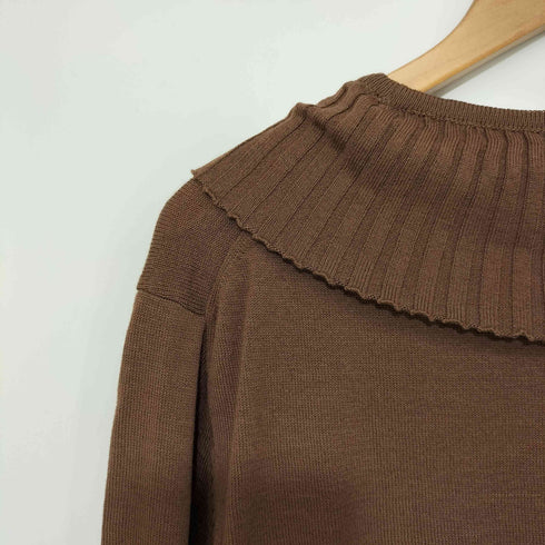 マーガレットハウエル MARGARET HOWELL EXTRA FINE MRINO WOOL ウール100 リブ フリル プルオーバー ニット レディース JPN:2