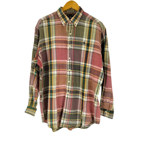 ラルフローレン RALPH LAUREN 00S マドラスチェック ロングスリーブ BDシャツ メンズ JPN:L