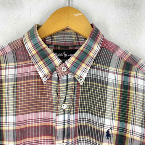 ラルフローレン RALPH LAUREN 00S マドラスチェック ロングスリーブ BDシャツ メンズ JPN:L