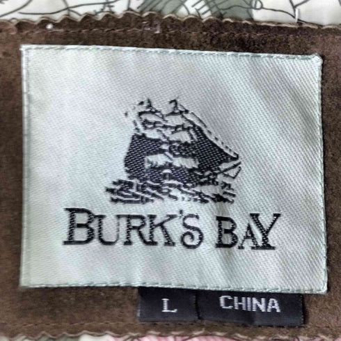 BURKS BAY バークスベイ GENUINE LEATHER ジェニュインレザー 企業ロゴ刺繍 A-2型 スエードジップアップレザージャケット メンズ L