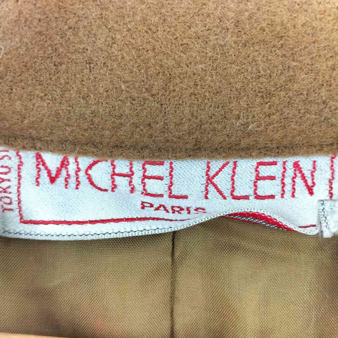 ミッシェルクラン MICHEL KLEIN ウール混 ノーカラー 半袖ライトコート レディース M