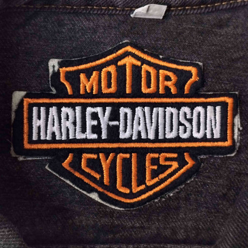 ハーレーダビッドソン HARLEY-DAVIDSON 80-90S USA製 バック イーグル プリント デニム トラッカー ジャケット メンズ import:XL