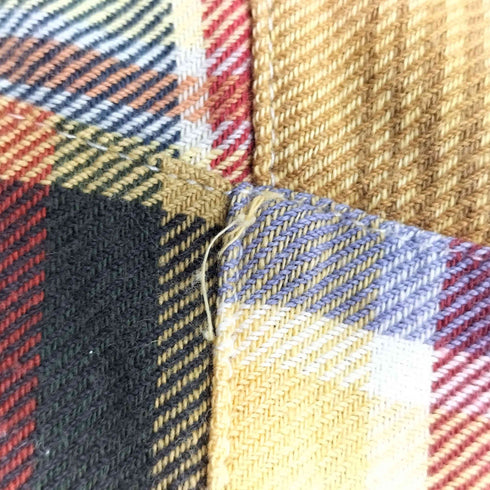 ラルフローレン RALPH LAUREN 90S BLAKE ポニー刺繍 チェック柄 パッチワーク ボタンダウン 長袖 シャツ メンズ import:M