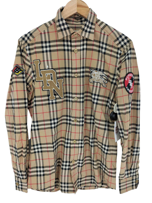 バーバリーロンドン BURBERRY LONDON ノバチェック ロゴ グラフィック ヴィンテージチェック コットンシャツ メンズ JPN:XS
