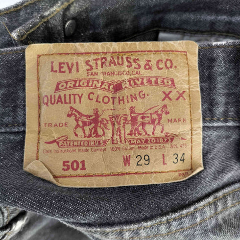 リーバイス Levis 90S ボタン裏553刻印 501 先染めブラック オリジナルフィット ストレート デニム パンツ メンズ 29×34