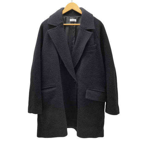 メゾンスペシャル MAISON SPECIAL Super140 Loose Jacket Coat ウール ルーズ ジャケット メルトン チェスター コート ブラック レディース FREE