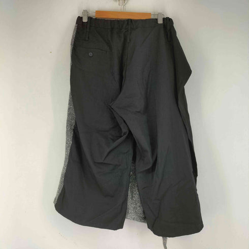 ビーヨウジヤマモト B yohji yamamoto ヘリンボーン ラップ ドレープデザイン クロップドパンツ メンズ JPN:1