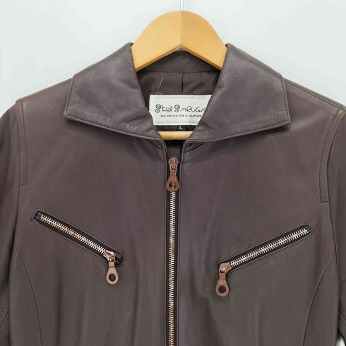 KOJI ARUGA FUR & LEATHER コウジ アルガ ririジップ ラムレザージャケット レディース L