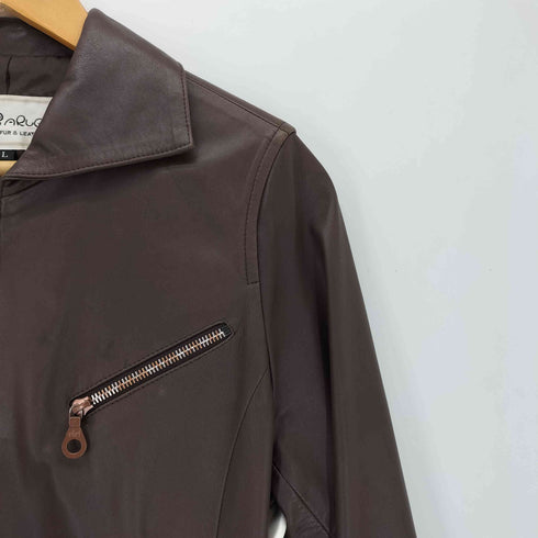 KOJI ARUGA FUR & LEATHER コウジ アルガ ririジップ ラムレザージャケット レディース L