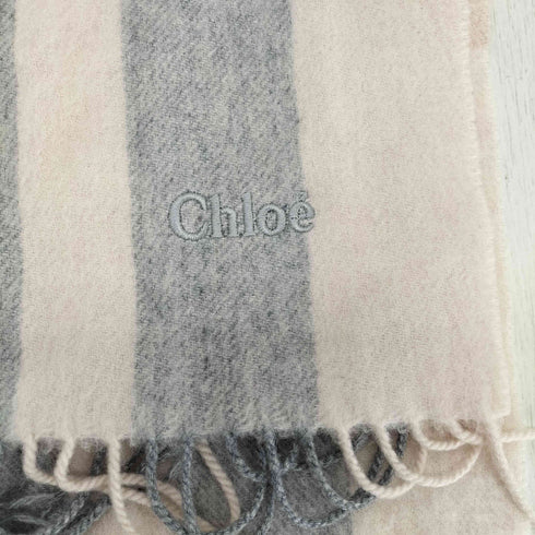クロエ Chloe ロゴ刺繍 フリンジマフラー レディース