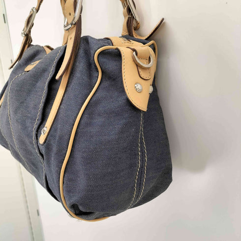 トッズ TOD’S Gライン レザー切替 デニム ハンドバッグ レディース