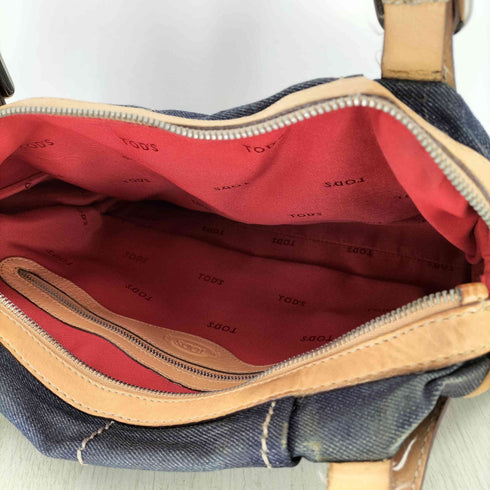 トッズ TOD’S Gライン レザー切替 デニム ハンドバッグ レディース