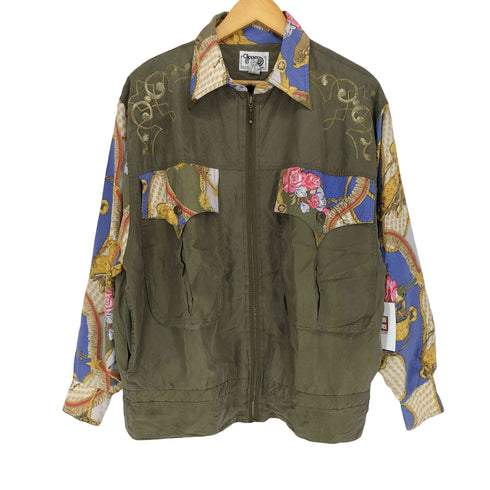 Clipper Bay スカーフ柄 ジップアップ シルクジャケット メンズ JPN:M