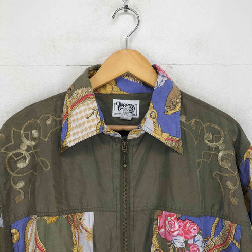 Clipper Bay スカーフ柄 ジップアップ シルクジャケット メンズ JPN:M