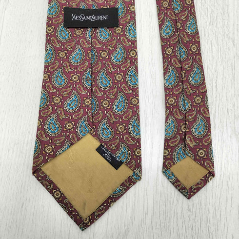 イヴサンローラン Yves Saint Laurent ペイズリー柄 シルクネクタイ メンズ
