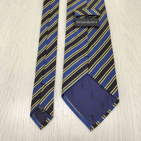 イヴサンローラン Yves Saint Laurent 総柄 ストライプ柄 シルクネクタイ メンズ