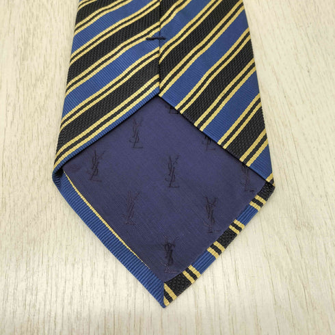 イヴサンローラン Yves Saint Laurent 総柄 ストライプ柄 シルクネクタイ メンズ