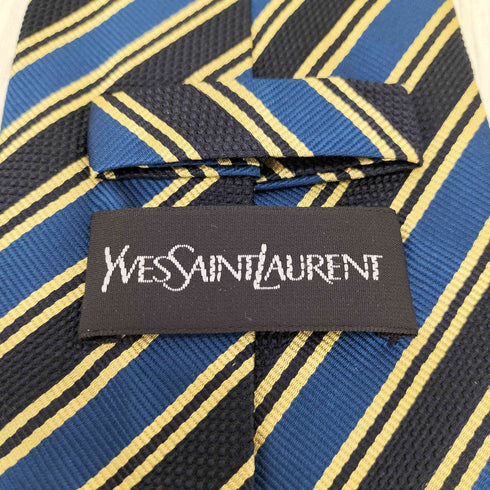 イヴサンローラン Yves Saint Laurent 総柄 ストライプ柄 シルクネクタイ メンズ