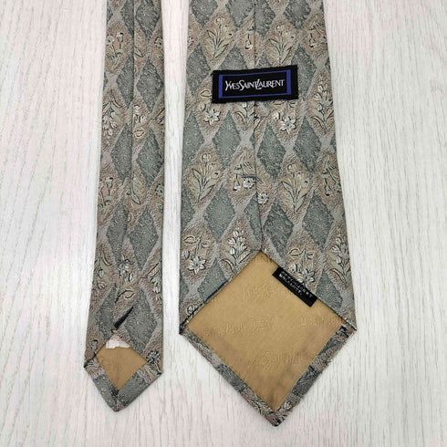 イヴサンローラン Yves Saint Laurent 総柄 花柄 シルクネクタイ メンズ