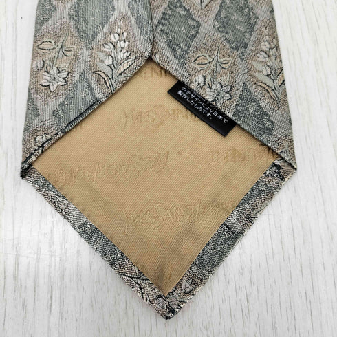 イヴサンローラン Yves Saint Laurent 総柄 花柄 シルクネクタイ メンズ