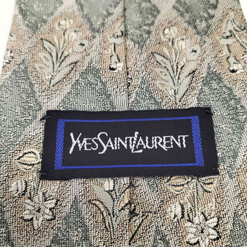 イヴサンローラン Yves Saint Laurent 総柄 花柄 シルクネクタイ メンズ