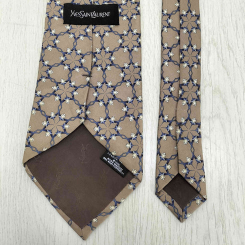 イヴサンローラン Yves Saint Laurent 総柄 シルクネクタイ メンズ
