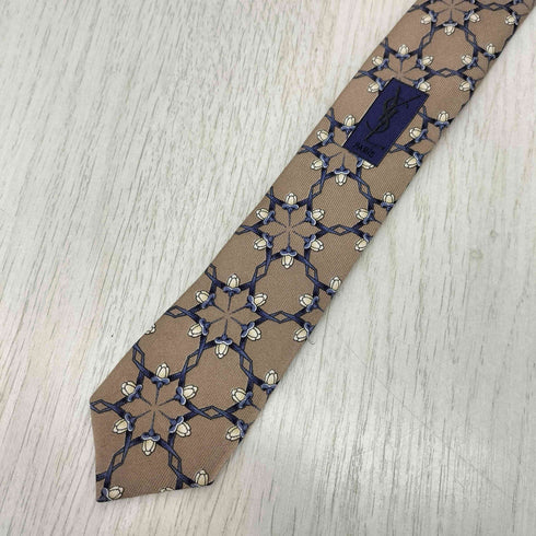 イヴサンローラン Yves Saint Laurent 総柄 シルクネクタイ メンズ