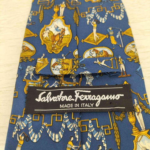 サルヴァトーレフェラガモ Salvatore Ferragamo 総柄 シルクネクタイ メンズ