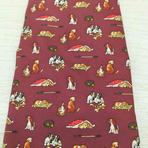 サルヴァトーレフェラガモ Salvatore Ferragamo 犬柄 シルクネクタイ メンズ