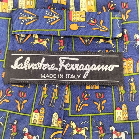 サルヴァトーレフェラガモ Salvatore Ferragamo 総柄 シルクネクタイ メンズ