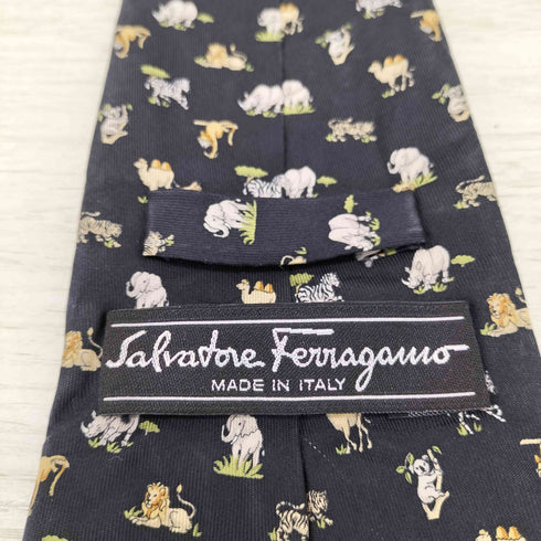 サルヴァトーレフェラガモ Salvatore Ferragamo アニマル柄 シルクネクタイ メンズ