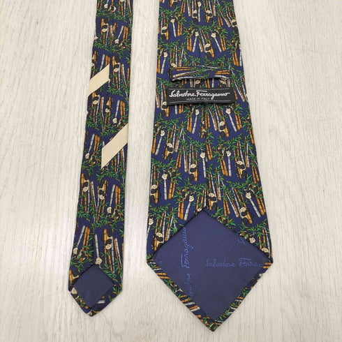 サルヴァトーレフェラガモ Salvatore Ferragamo パンダ柄 シルクネクタイ メンズ