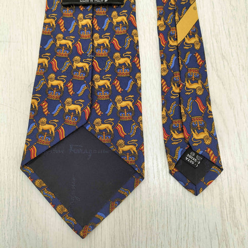 サルヴァトーレフェラガモ Salvatore Ferragamo ライオン柄 シルクネクタイ メンズ
