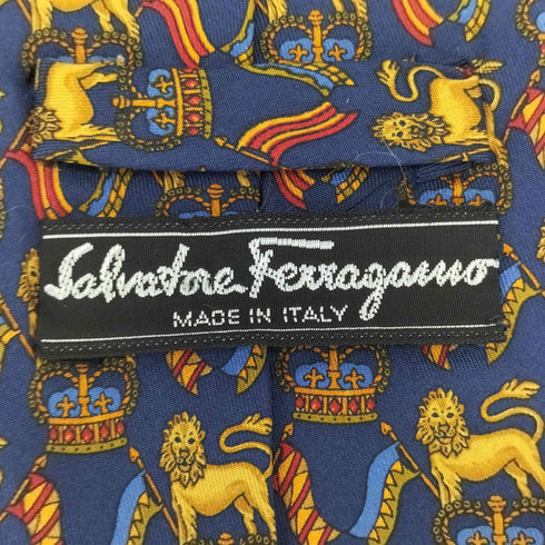 サルヴァトーレフェラガモ Salvatore Ferragamo ライオン柄 シルクネクタイ メンズ