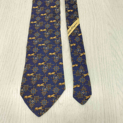 サルヴァトーレフェラガモ Salvatore Ferragamo 総柄 シルクネクタイ メンズ
