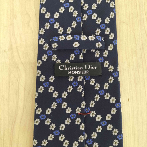 クリスチャンディオール Christian Dior フラワーチェック シルクネクタイ メンズ