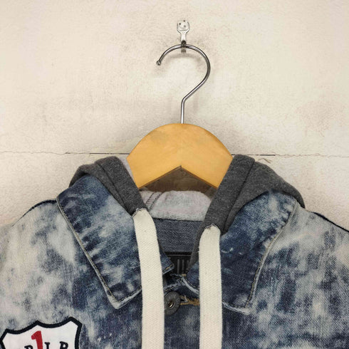 エコーアンリミテッド ECKO UNLTD ブリーチデザイン フーデッドデニムベスト メンズ JPN:M