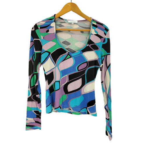 エミリオプッチ EMILIO PUCCI 総柄 ラウンドネック 長袖カットソー レディース M