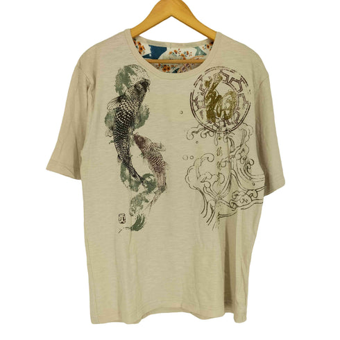 いちもんめ Japanese pattern 鯉 和柄 クルーネックTシャツ メンズ LL