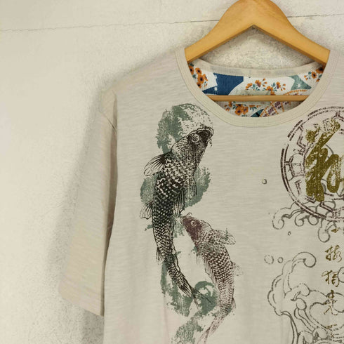 いちもんめ Japanese pattern 鯉 和柄 クルーネックTシャツ メンズ LL