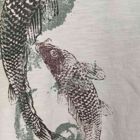 いちもんめ Japanese pattern 鯉 和柄 クルーネックTシャツ メンズ LL