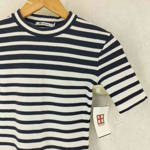 ティーバイアレキサンダーワン T by Alexander Wang コットンポリ ボーダー 半袖ワンピース レディース XS