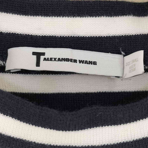 ティーバイアレキサンダーワン T by Alexander Wang コットンポリ ボーダー 半袖ワンピース レディース XS