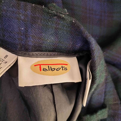 タルボット TALBOTS USA製 ウール100 ブラックウォッチ柄 1タックチェック ハーフパンツ レディース 8