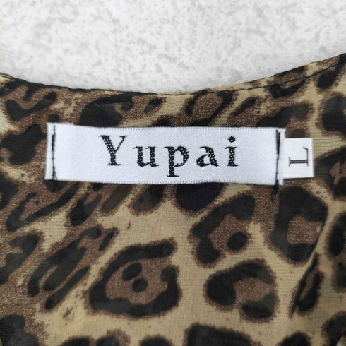Yupai ノースリーブ レオパード フリル ワンピース Y2K レディース L